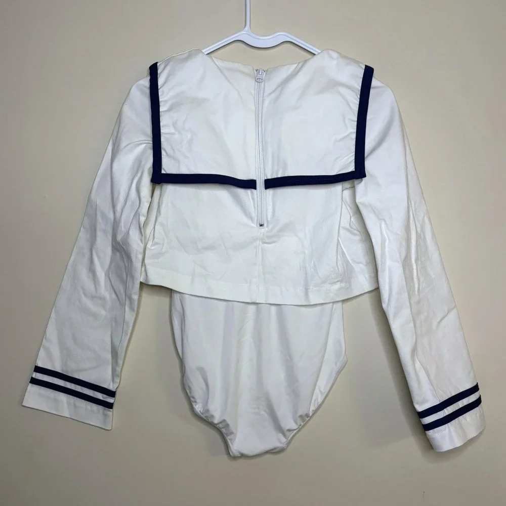 Weissman Bon Voyage Kids Large LC‎ Sailor Dance Leotard Costume Sequin Bow Navy